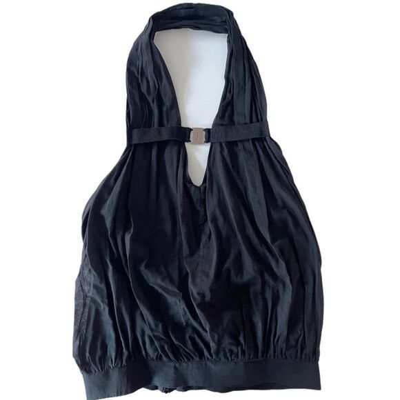 FERRAGAMO Black Halter Neck Top in Cotton Voile - Picture 6 of 11
